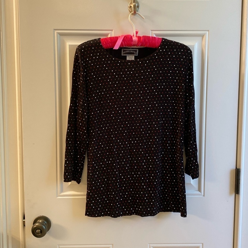Frazier Lawrence  black polka dot pullover top